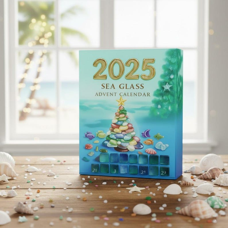 Sea Glass Christmas Advent Calendar 2026 Sea Glass Xmas Calendar Calendar With Acrylic Christmas Ornaments Countdown Calendar