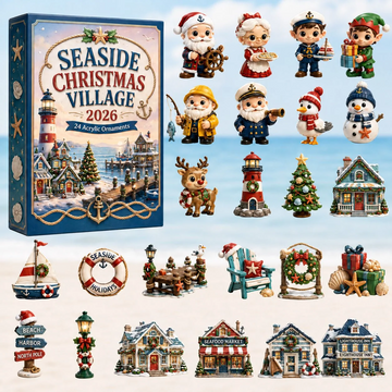 Seaside Christmas Village Advent Calendar 2026 - 24-Day Countdown, Acrylic Charms Every Day Bring New Suprises