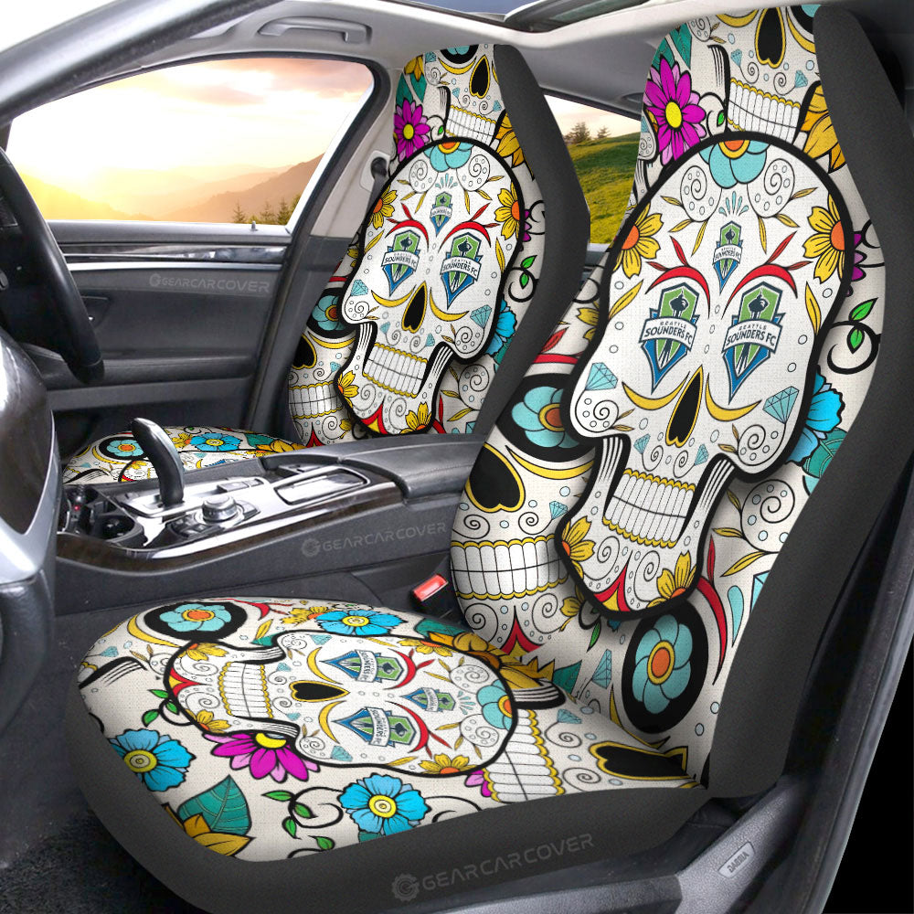 Seattle Sounders FC Car Seat Covers Custom Sugar Skull Car Accessories