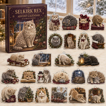 Selkirk Rex Winter Advent Calendar 2026 - 24-Day Countdown, Acrylic Charms