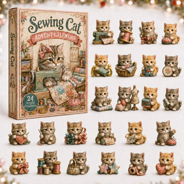 Sewing Cat Advent Calendar 2026 - 24-Day Countdown, Acrylic Charms Every Day Bring New Suprises
