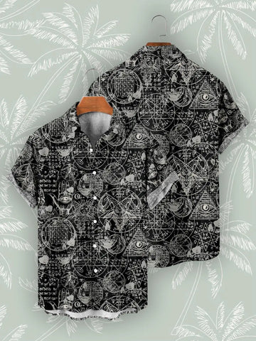 Dark Gothic Occult Short Sleeve Hawaiian Shirt