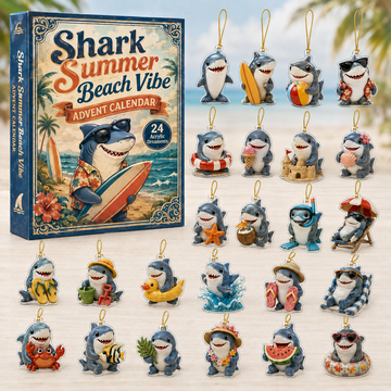 Shark Summer Beach Advent Calendar 2026 24 Day Festive Countdown Acrylic Charms Blind Box Gift For Shark Lovers