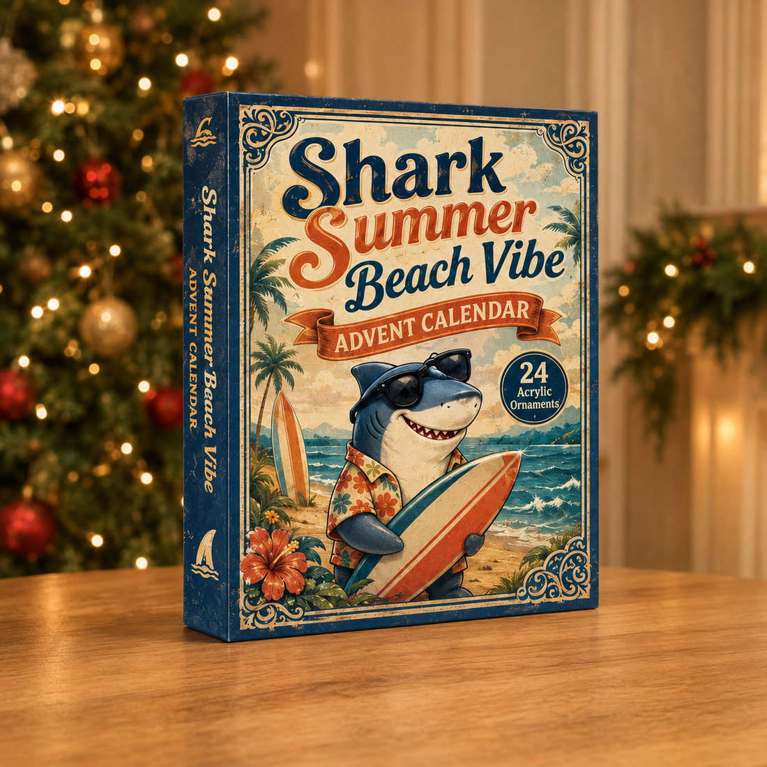 Shark Summer Beach Advent Calendar 2026 24 Day Festive Countdown Acrylic Charms Blind Box Gift For Shark Lovers