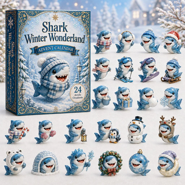 Shark Winter Wonderland Advent Calendar 2026 - 24-Day Countdown, Acrylic Charms Every Day Bring New Suprises