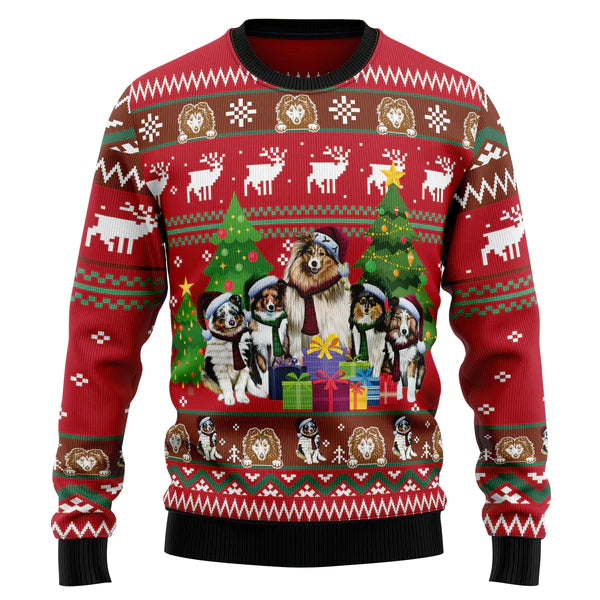 Shetland Sheepdogs Family Snow D1011 Ugly Christmas Sweater