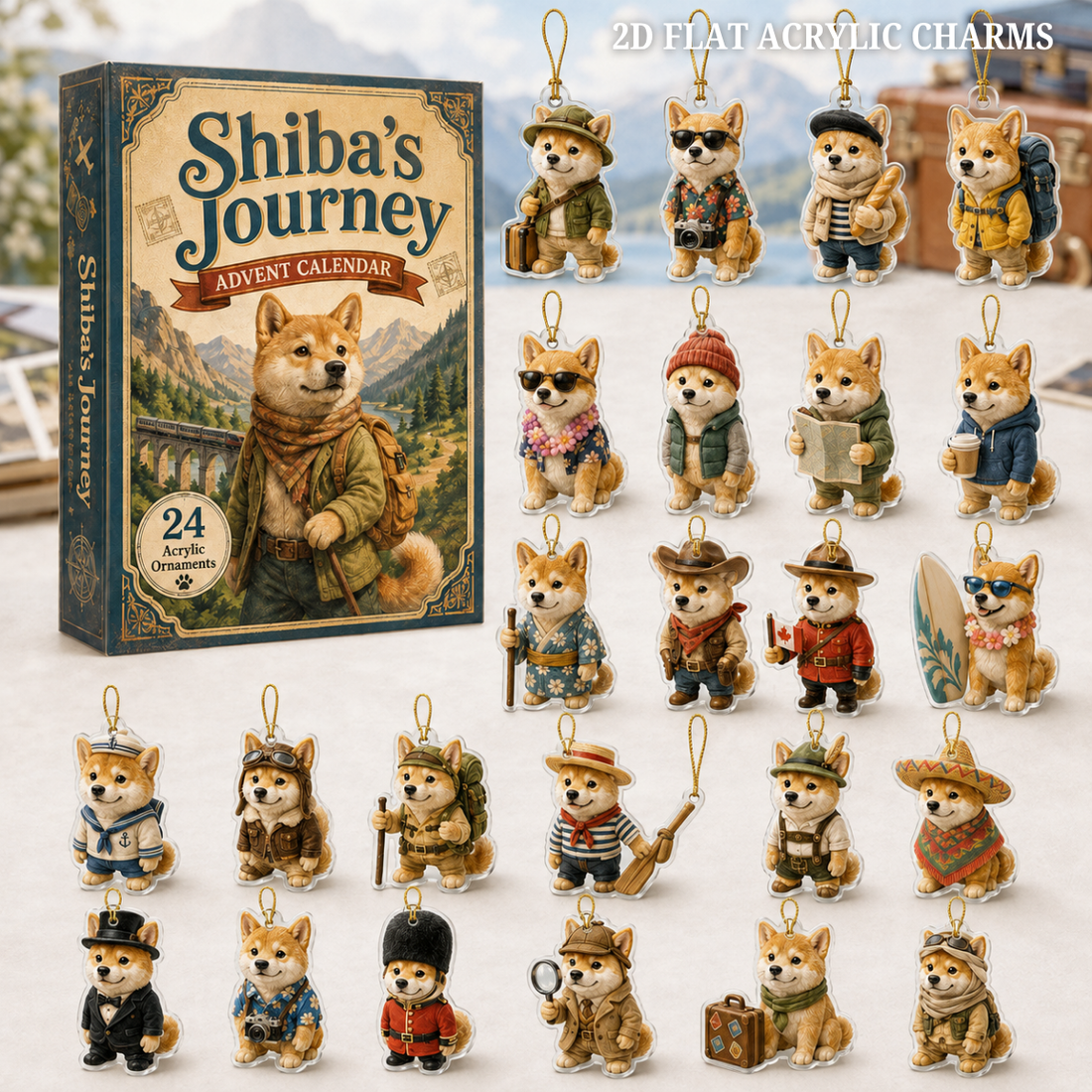 Shiba Journey Advent Calendar 2026 24 Day Festive Countdown Acrylic Charms Blind Box Gift For Shiba Lovers