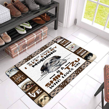 Shih Tzu Doormat - Shih Tzu Who Loves Me I See Every Morning Doormat - Shih Tzu Gifts For Dog Lovers