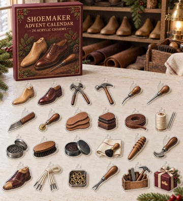 Shoemaker advent calendar with 24 custom-shaped flat acrylic charms and printed dimensional artwork 2026 - 24-Day Countdown, Acrylic Charms