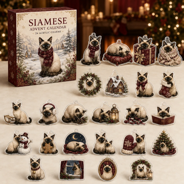 Siamese Advent Calendar 2026 - 24-Day Countdown, Acrylic Charms Every Day Bring New Suprises