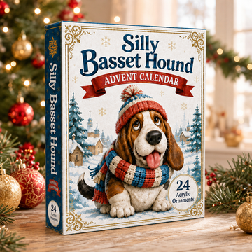 Silly Basset Hound Advent Calendar 2026 24 Day Festive Countdown Acrylic Charms Blind Box Gift For Basset Hound Lovers