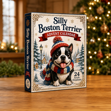 Silly Boston Terrier Advent Calendar 2026 24 Day Festive Countdown Acrylic Charms Blind Box Gift For Boston Terrier Lovers