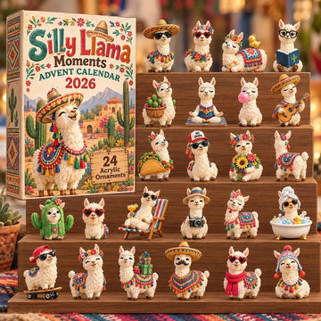 Silly Llama Moments Advent Calendar 2026 - 24-Day Countdown, Acrylic Charms