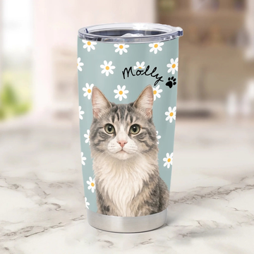 Sip With My Best Friend Personalized Tumbler Custom Watercolor Dog Portrait Gift For Pet Lovers