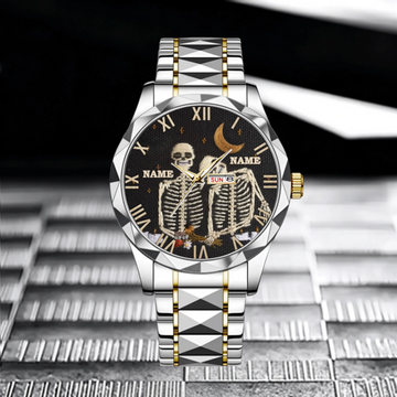 Skull Pattern- Personalized Name Unisex Watch - Skull Lovers Gift