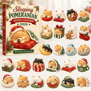 Sleeping Pomeranian Advent Calendar 2026 - 24-Day Countdown, Acrylic Charms Every Day Bring New Suprises