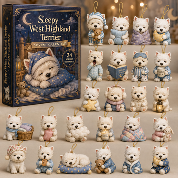 Sleepy West Highland Terrier Advent Calendar 2026 24 Day Festive Countdown Acrylic Charms Blind Box Gift For West Highland Terrier Lovers