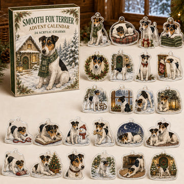 Smooth Fox Terrier Winter Advent Calendar 2026 - 24-Day Countdown, Acrylic Charms