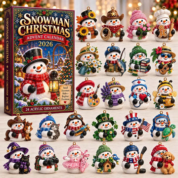 Snowman Christmas advent calendar 2026 - 24-Day Countdown, Acrylic Charms