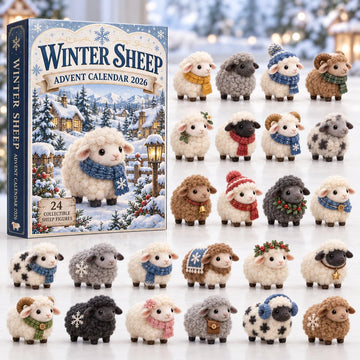 Snowy Village Winter Sheep advent calendar 2026 - 24-Day Countdown, Acrylic Charms