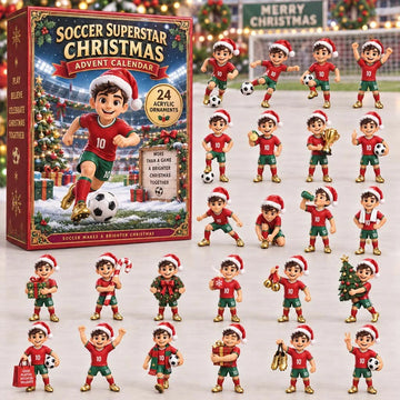 Soccer Superstar Christmas Advent Calendar 2026 - 24-Day Countdown, Acrylic Charms