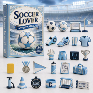 Soccer Theme Blue Advent Calendar 2026 - 24-Day Countdown, Acrylic Charms Every Day Bring New Suprises
