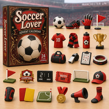 Soccer Theme Red Advent Calendar 2026 - 24-Day Countdown, Acrylic Charms Every Day Bring New Suprises