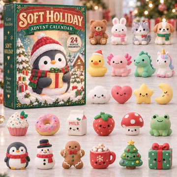 Soft Holiday Penguin advent calendar 2026 - 24-Day Countdown, Acrylic Charms