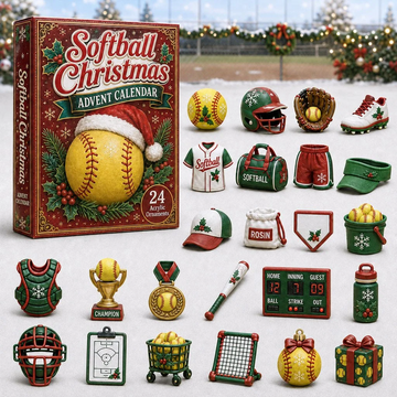 Softball Christmas Advent Calendar 2026 - 24-Day Countdown, Acrylic Charms Every Day Bring New Suprises