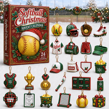 Softball Christmas Advent Calendar 2026 24 Day Festive Countdown Acrylic Charms Blind Box Gift For Softball Lovers
