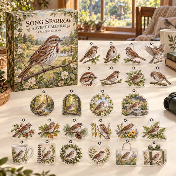 Song Sparrow Advent Calendar 2026 - 24-Day Countdown, Acrylic Charms