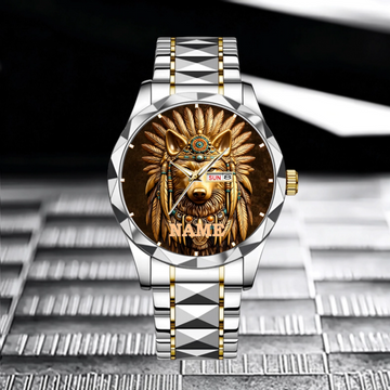 Spirit Animal Wolf Customized American Indian Watch - Personalized Name - Gift For Tribal-Inspired Art Lovers