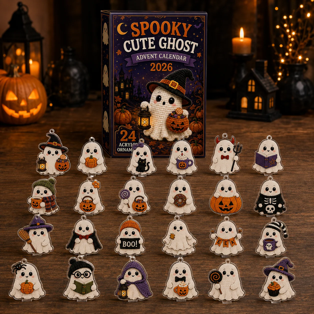 Spooky Cute Ghost Advent Calendar 2026 - 24-Day Festive Countdown, Acrylic Charms Blind Box - Gift For Family & Friends85