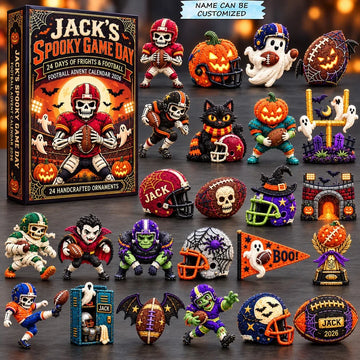 Spooky Football Game Day Advent Calendar 2026 - 24-Day Countdown, Acrylic Charms