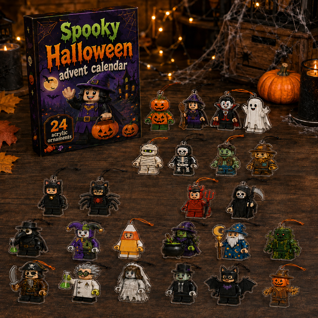 Spooky Halloween Advent Calendar 2026 24 Day Spirits Countdown Acrylic Charms Blind Box Gift For Horror Fans