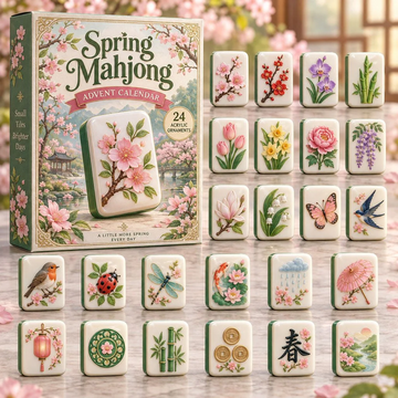 Spring Mahjong Advent Calendar 2026 - 24-Day Countdown, Acrylic Charms Every Day Bring New Suprises