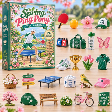 Spring Ping Pong Advent Calendar 2026 - 24-Day Countdown, Acrylic Charms Every Day Bring New Suprises