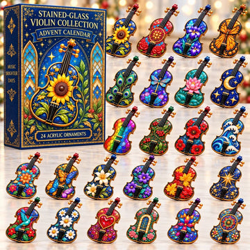 Stained-Glass Violin Advent Calendar 2026 - 24-Day Countdown, Acrylic Charms
