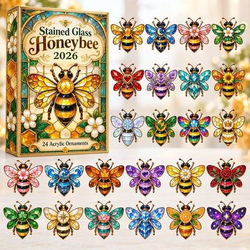 Stained Glass Honeybee Advent Calendar 2026 - 24-Day Countdown, Acrylic Charms