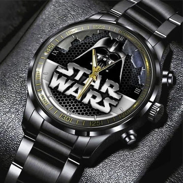 Star Wars Black Stainless Steel Watch Gift for Men