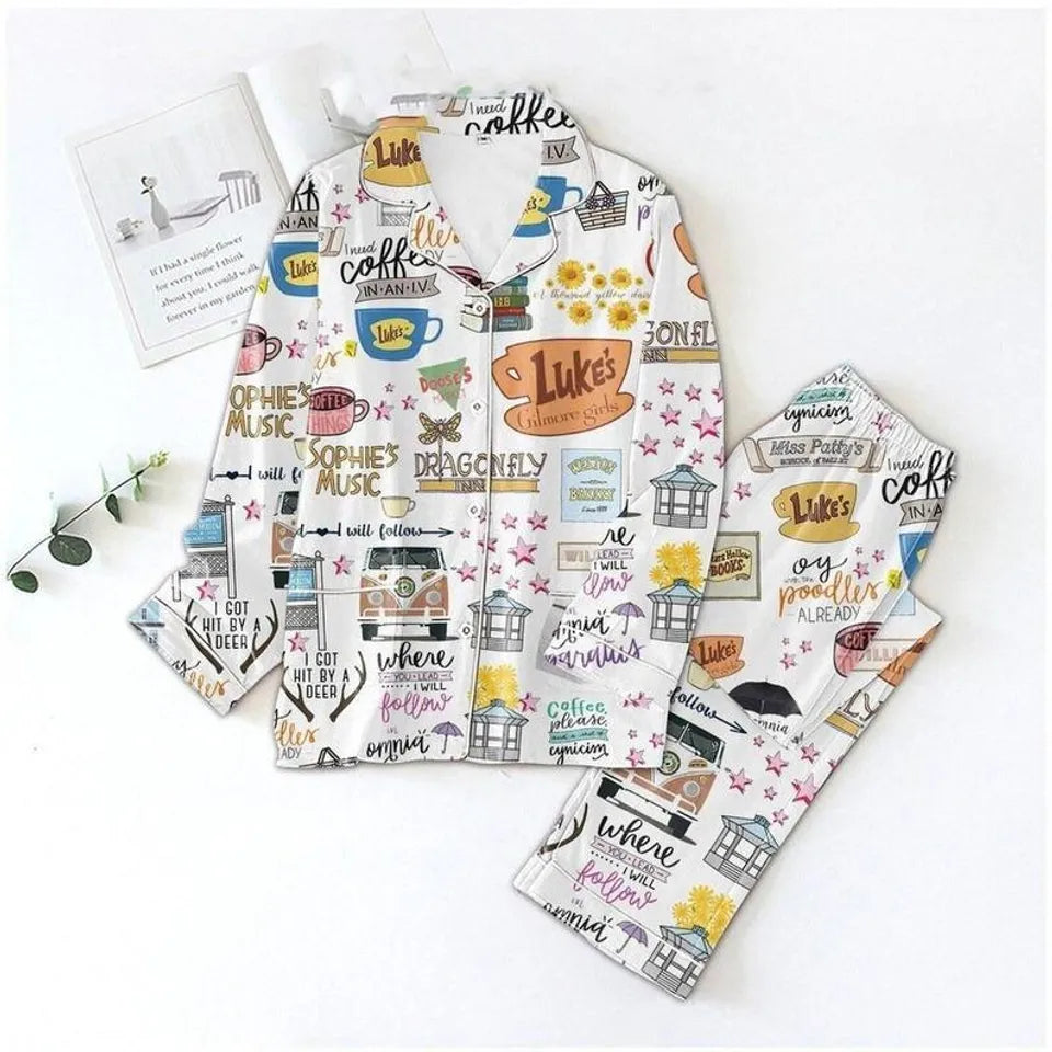 Stars Hollow Pajamas, Lukes Dinner Women Pajamas Sets, Family Christmas Pajamas, Family Holiday Pajamas