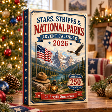Stars, Stripes & National Parks Advent Calendar 2026 - 24-Day Festive Countdown, Acrylic Charms Blind Box - Gift For Family & Friends