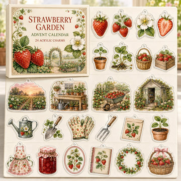 Strawberry Growing Advent Calendar 2026 - 24-Day Countdown, Acrylic Charms