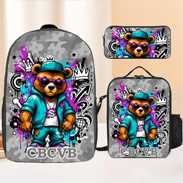 Street Bear Customized Backpack - Personalized Name - Back To School Gift For Students