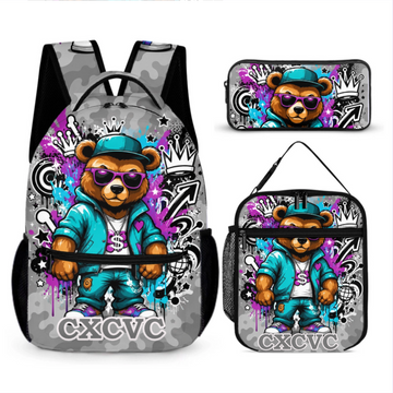 Street Bear Customized Backpack - Personalized Name - Back To School Gift For Students