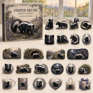 Striped Skunk Advent Calendar 2026 - 24-Day Countdown, Acrylic Charms