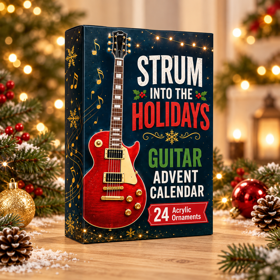 Strum Into The Holidays Advent Calendar 2026 24 Day Festive Countdown Acrylic Charms Blind Box Gift For Guitar Lovers