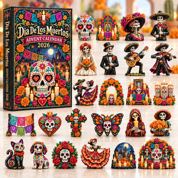 Sugar Skull Altar Dia De Los Muertos advent calendar 2026 - 24-Day Countdown, Acrylic Charms