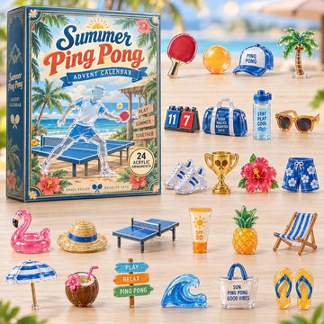 Summer Ping Pong Advent Calendar 2026 - 24-Day Countdown, Acrylic Charms
