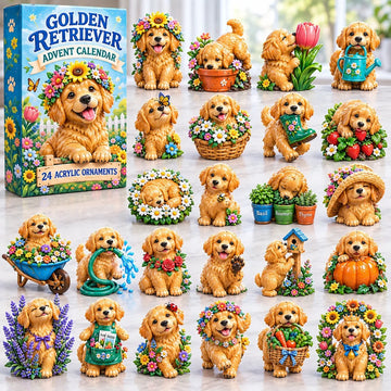Sunflower Golden Retriever Garden Advent Calendar 2026 - 24-Day Countdown, Acrylic Charms